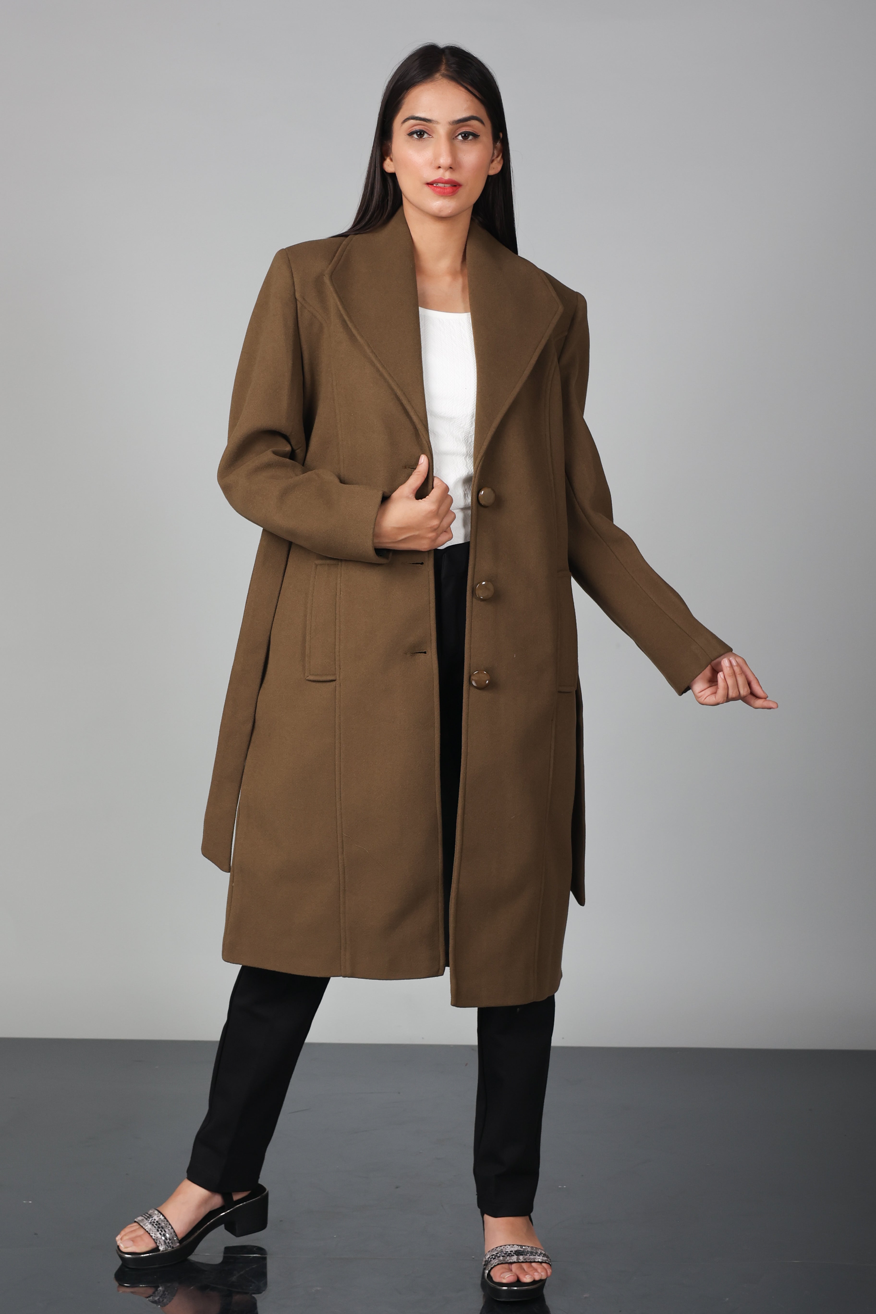 THREE BUTON LONG OVER-COAT