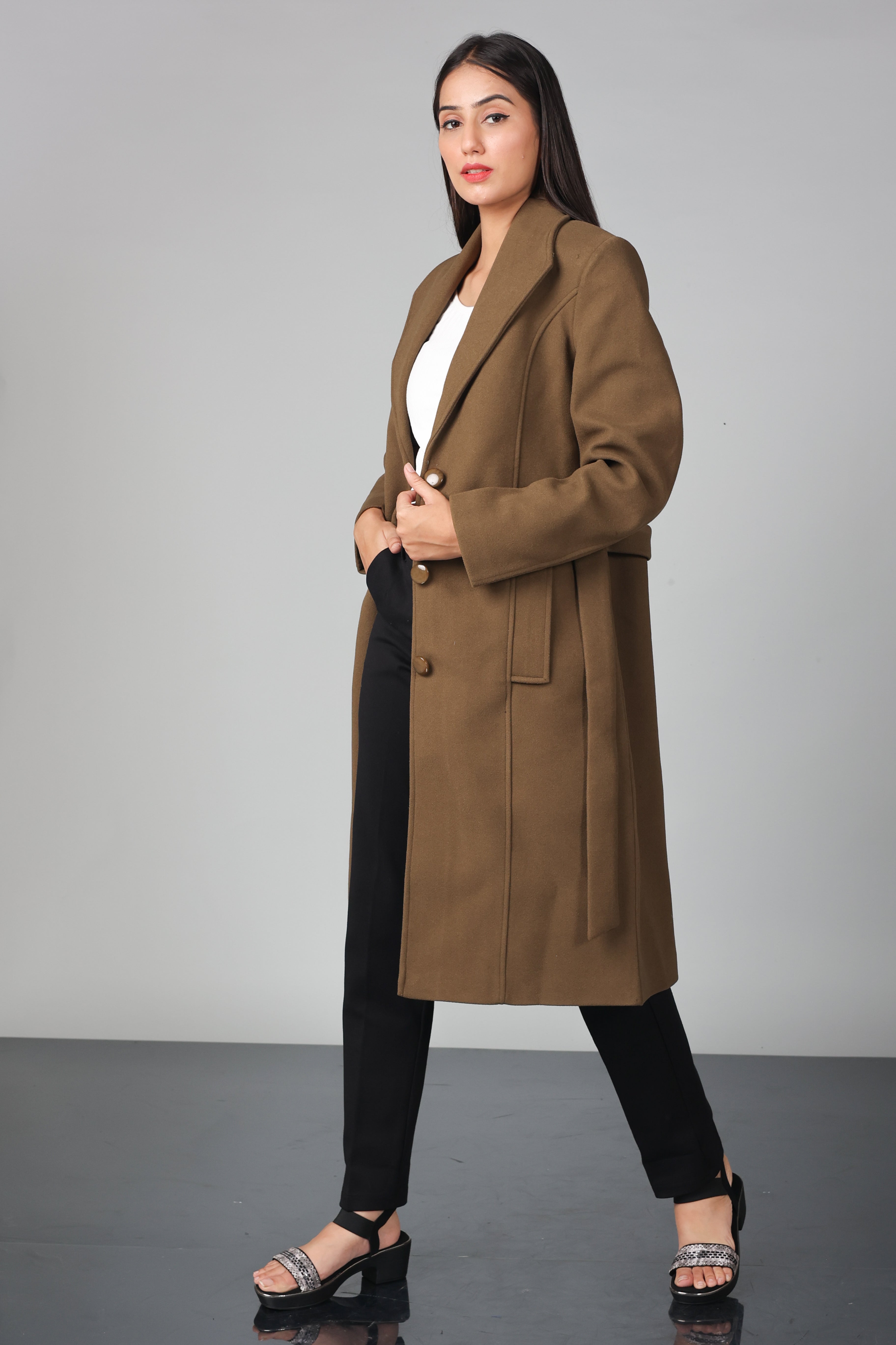 THREE BUTON LONG OVER-COAT