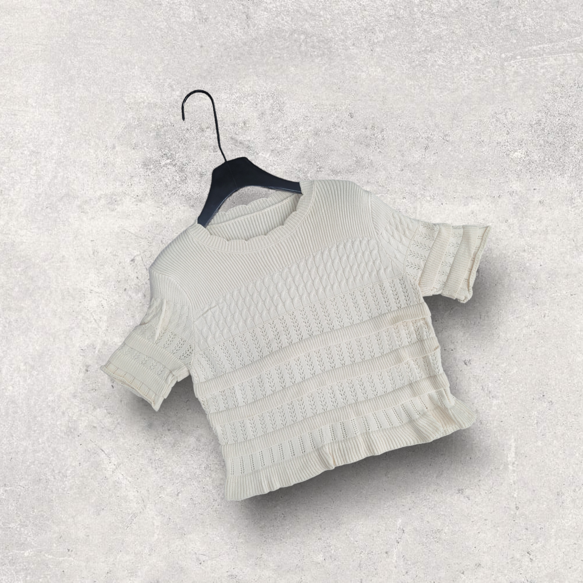 Frilled cotton knit top