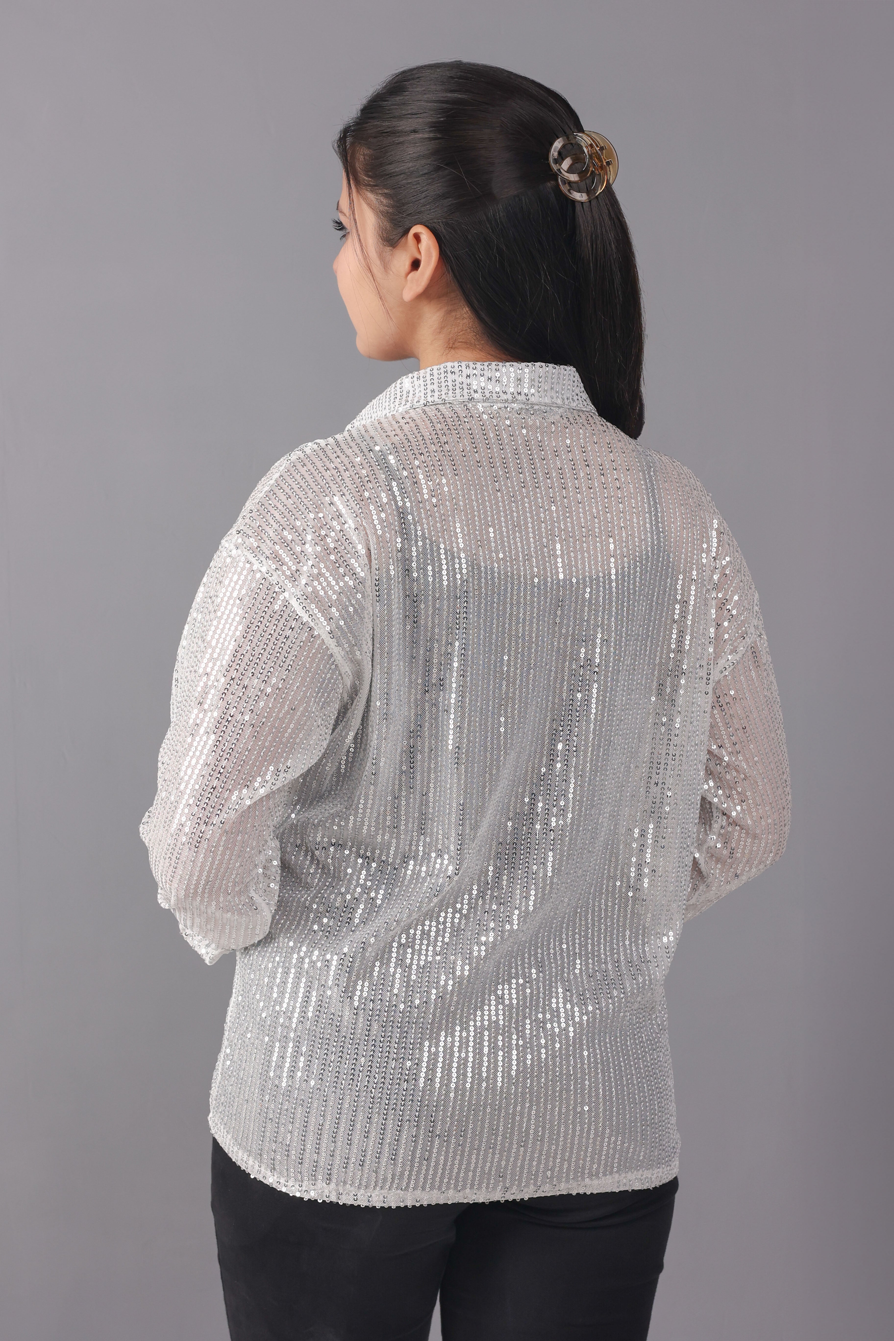 Net sequence party wear top
