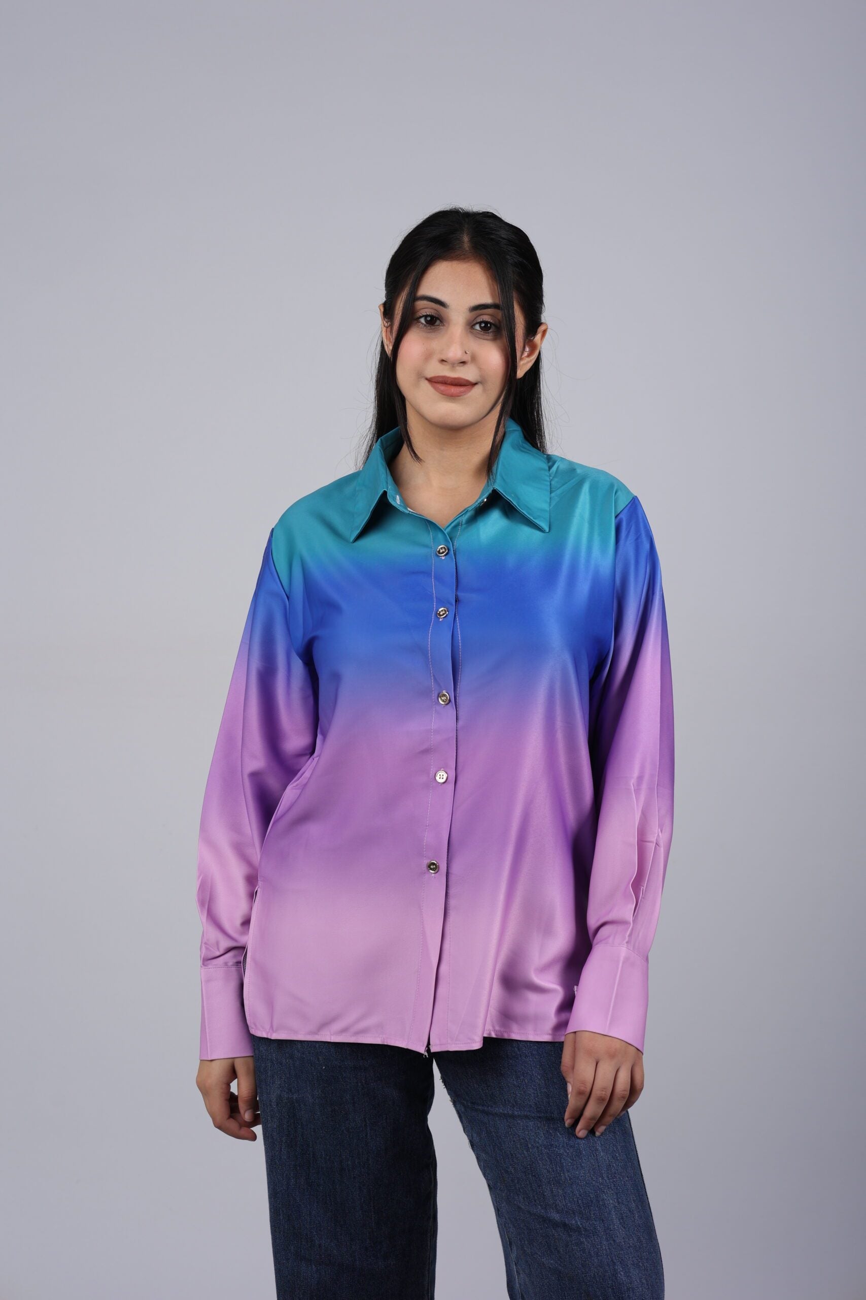 Tie n Dye Satin Shirt Top (Pink) A Vibrant Fusion of Luxury and Bohemian Style!
