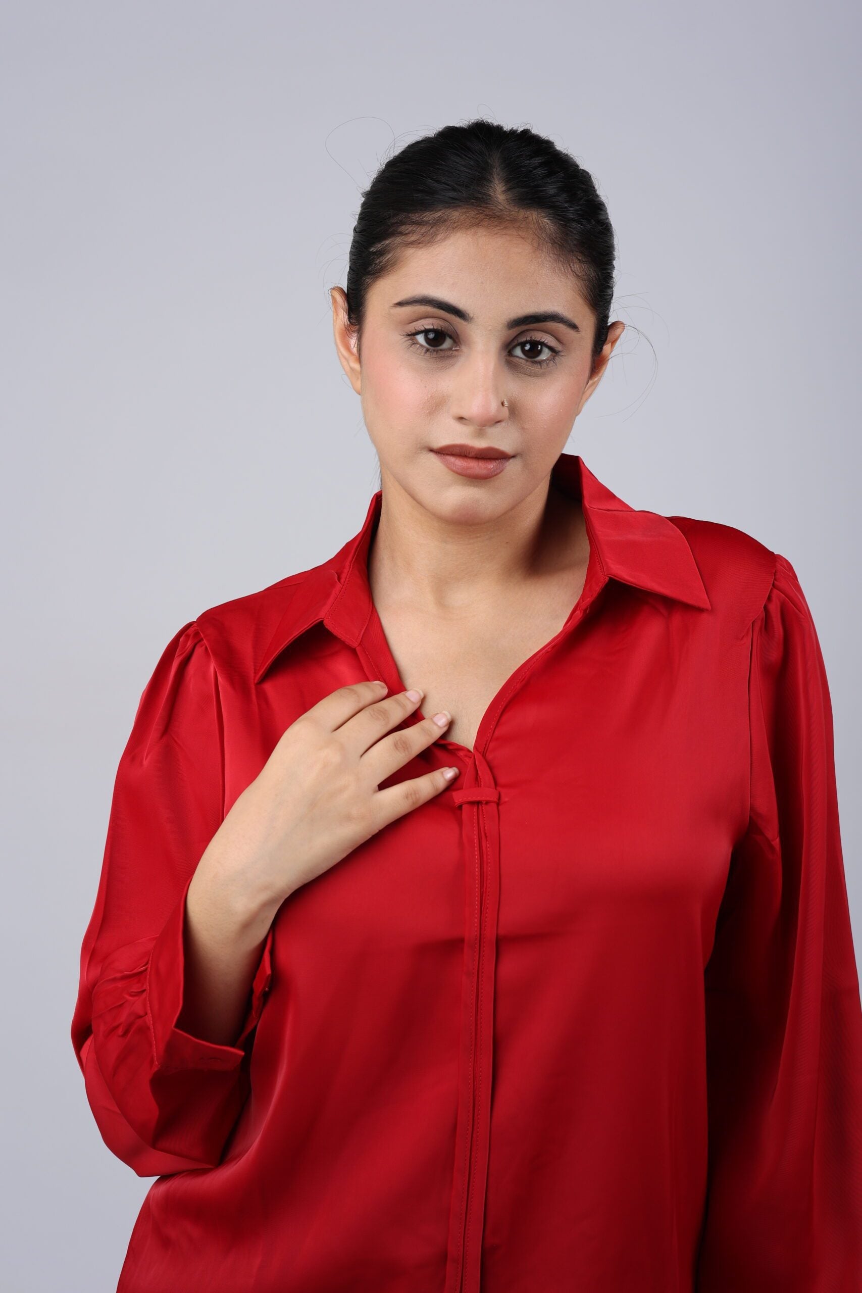 Red Satin Formal/Casual Top - A Luxurious Choice for Effortless Elegance!