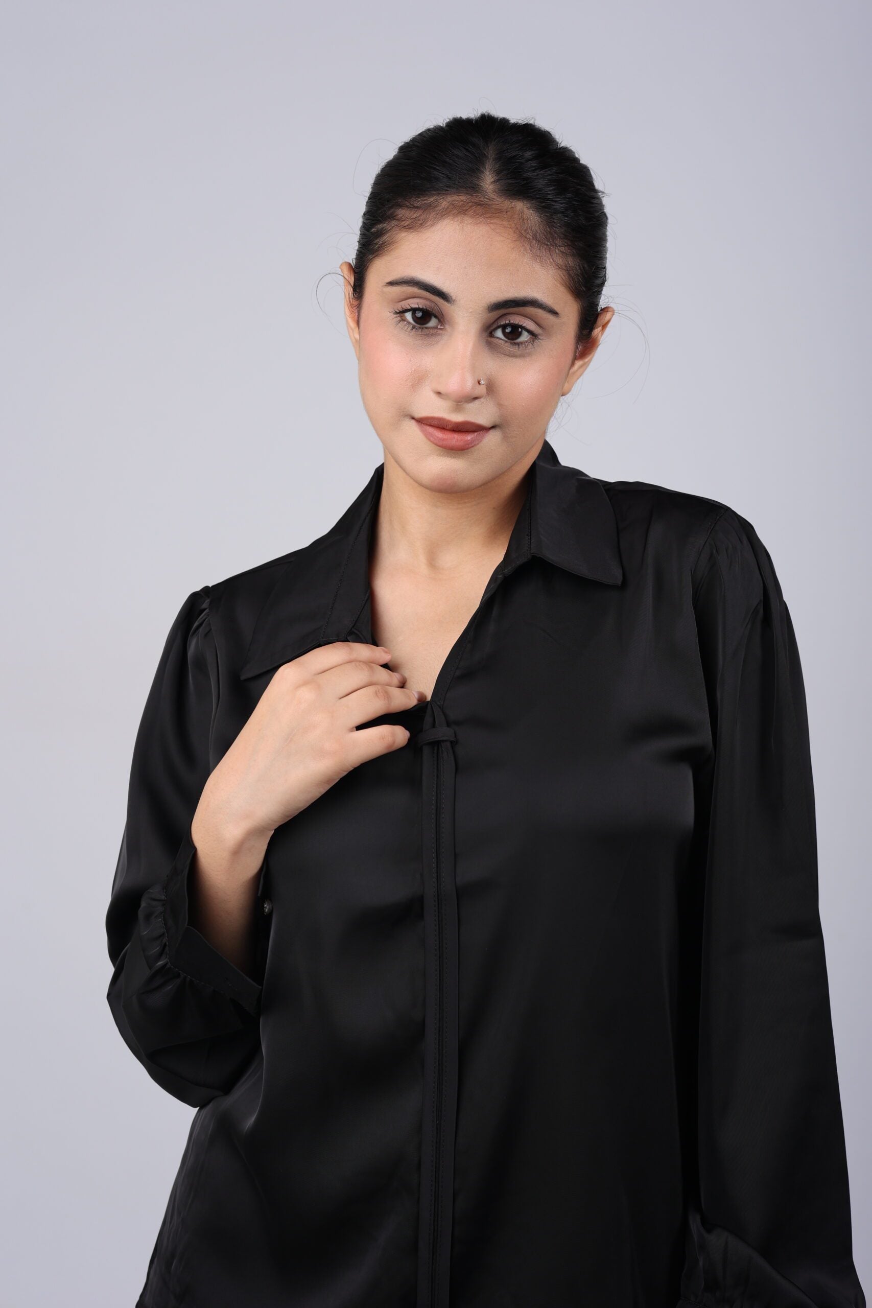 Black Satin Formal/Casual Top - Your Timeless Elegance and Versatility in One!