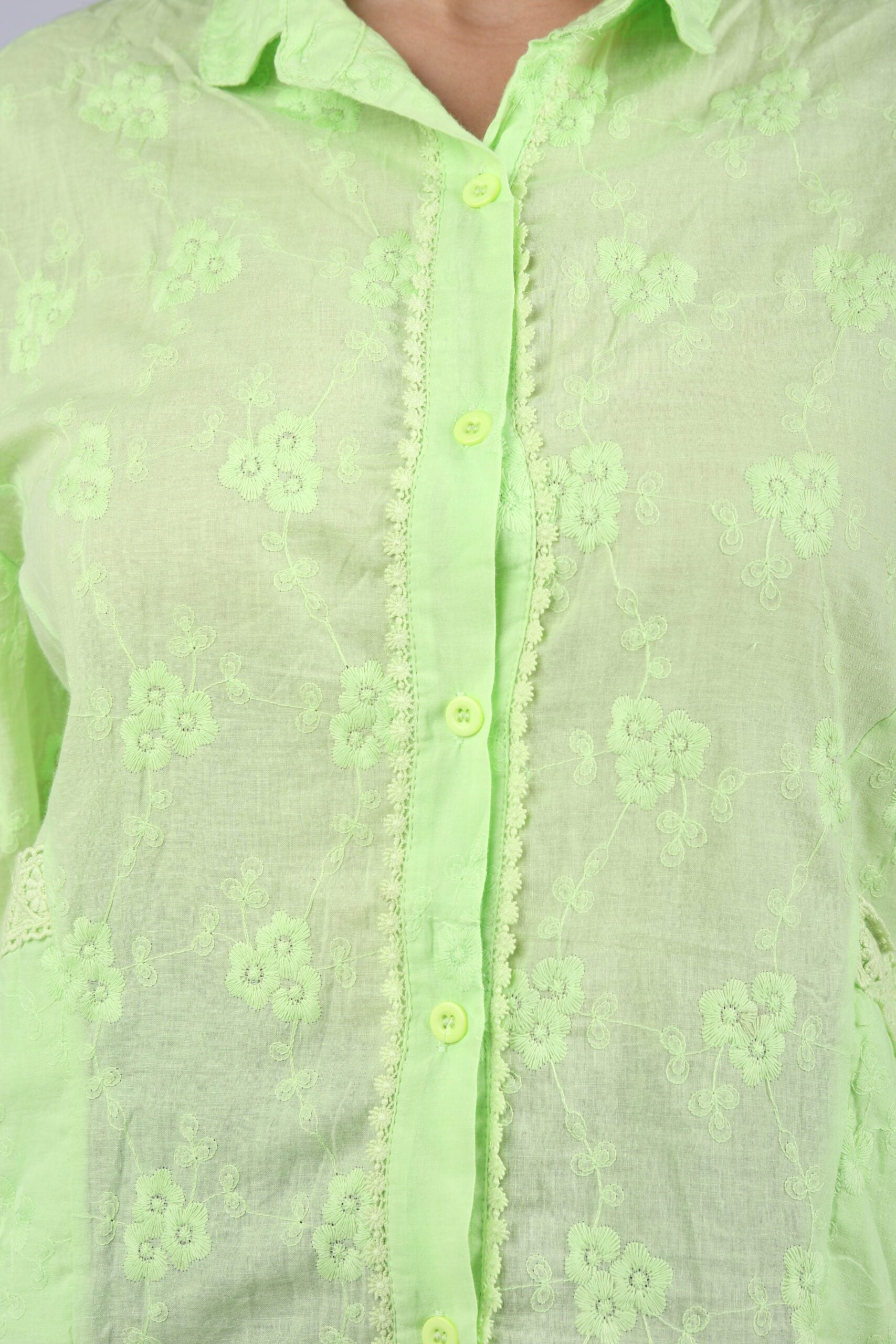 Pocketed Chicken Shirt  Top (Lime Green) Elevate Your Casual Chic Look