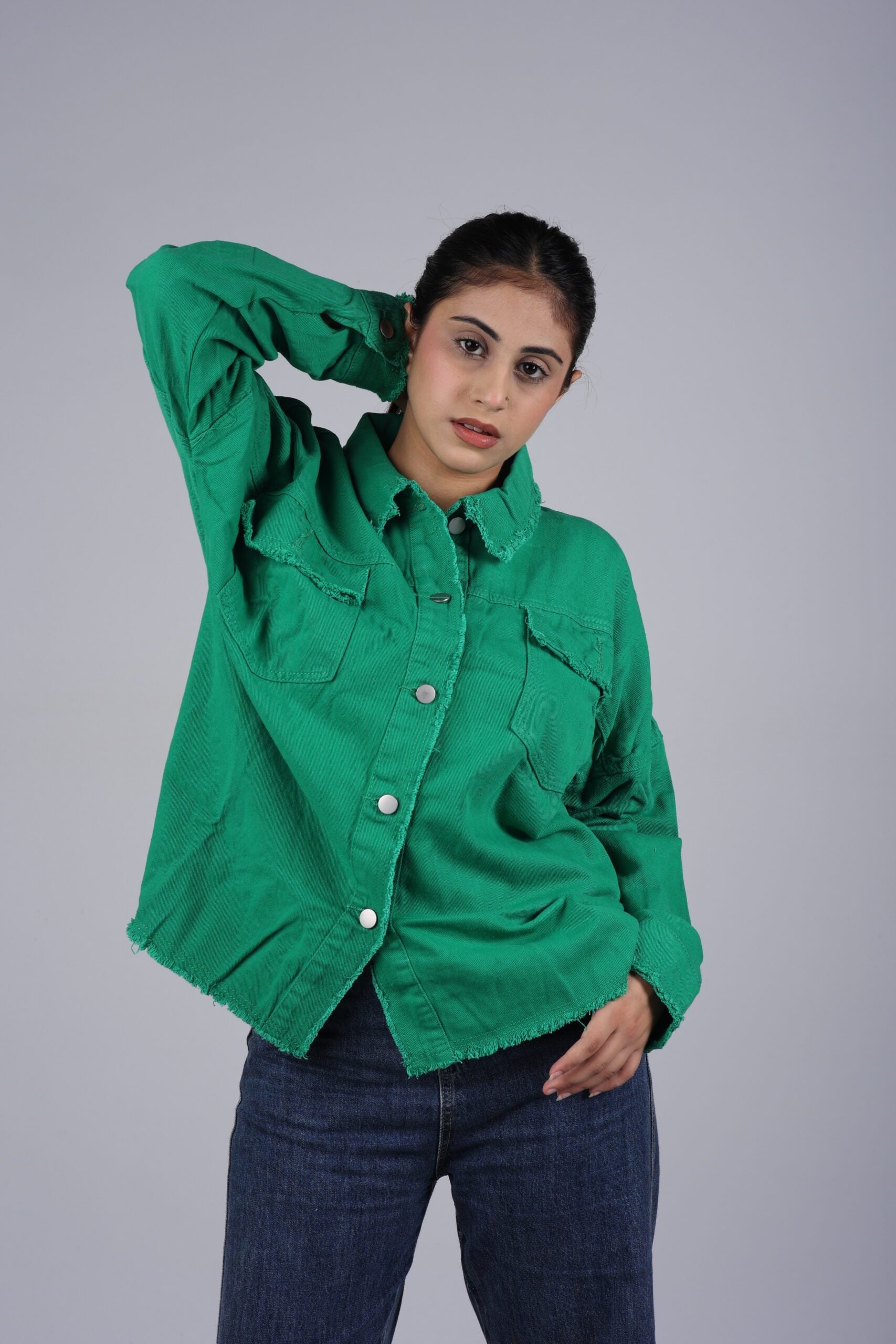Denim Loose fit Shirt (Green) A Fresh Twist on Timeless Denim Comfort!
