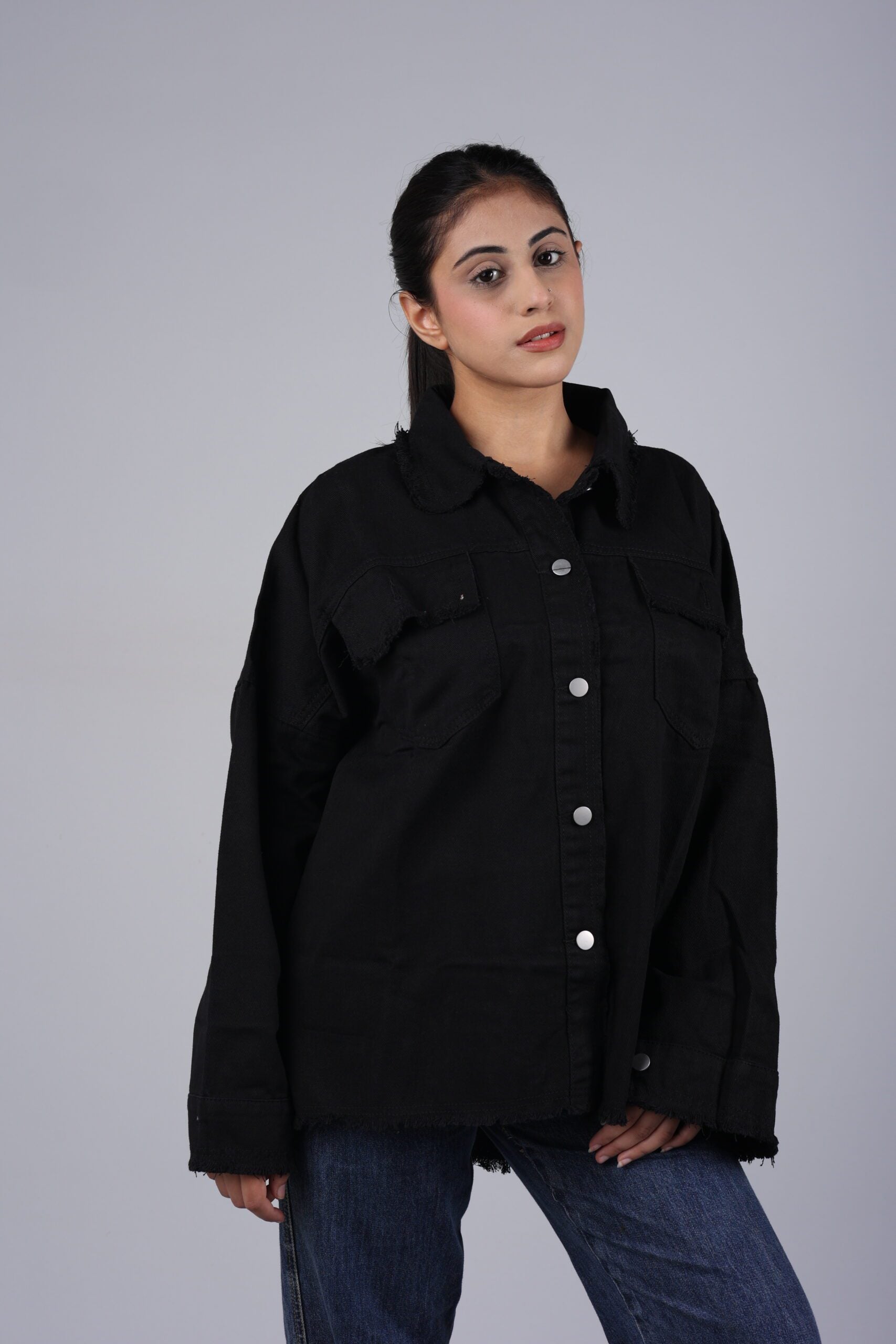 Denim Loose fit Shirt (Black) Elevate Your Casual Style with Timeless Denim Comfort!