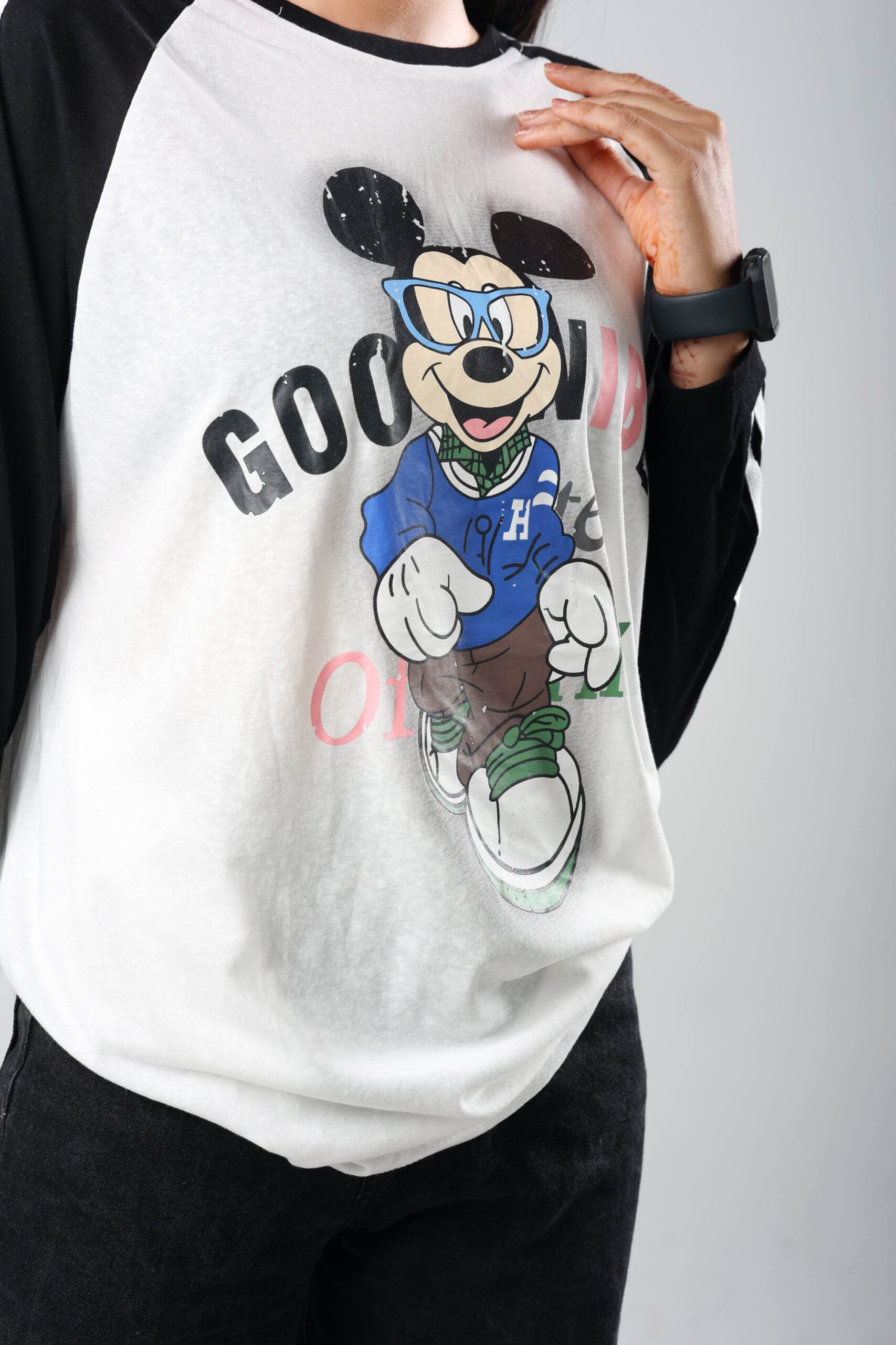 Mickey Good Vibes Fullsleeve Tshirt Top - A trendy and cheerful addition to your wardrobe