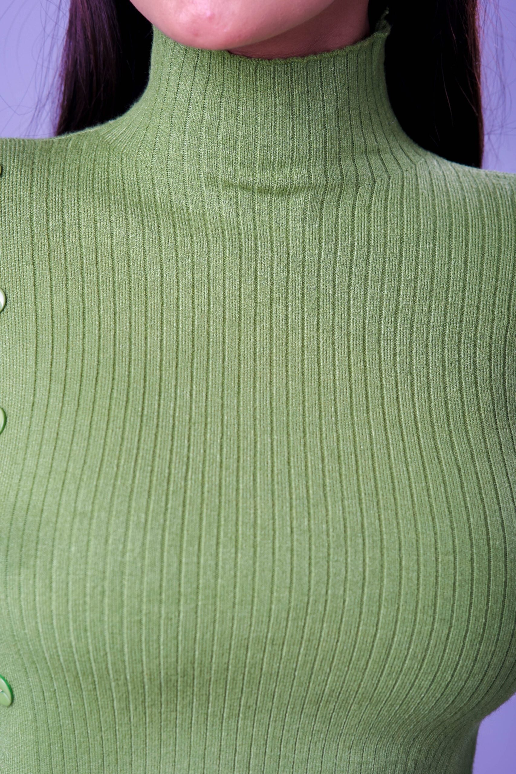 Side Buttoned Knit Top (Green) A Versatile Addition to Your Wardrobe