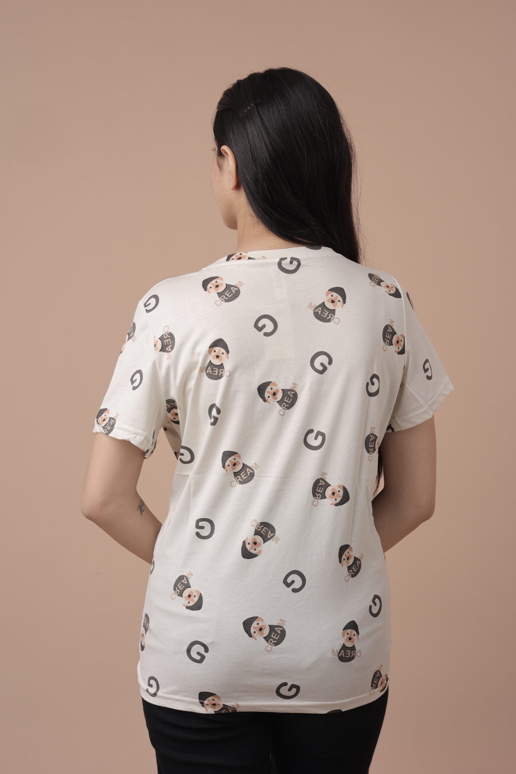 AOP Small Bear Print Tshirt (White) - Your Perfect Blend of Cuteness and Comfort!