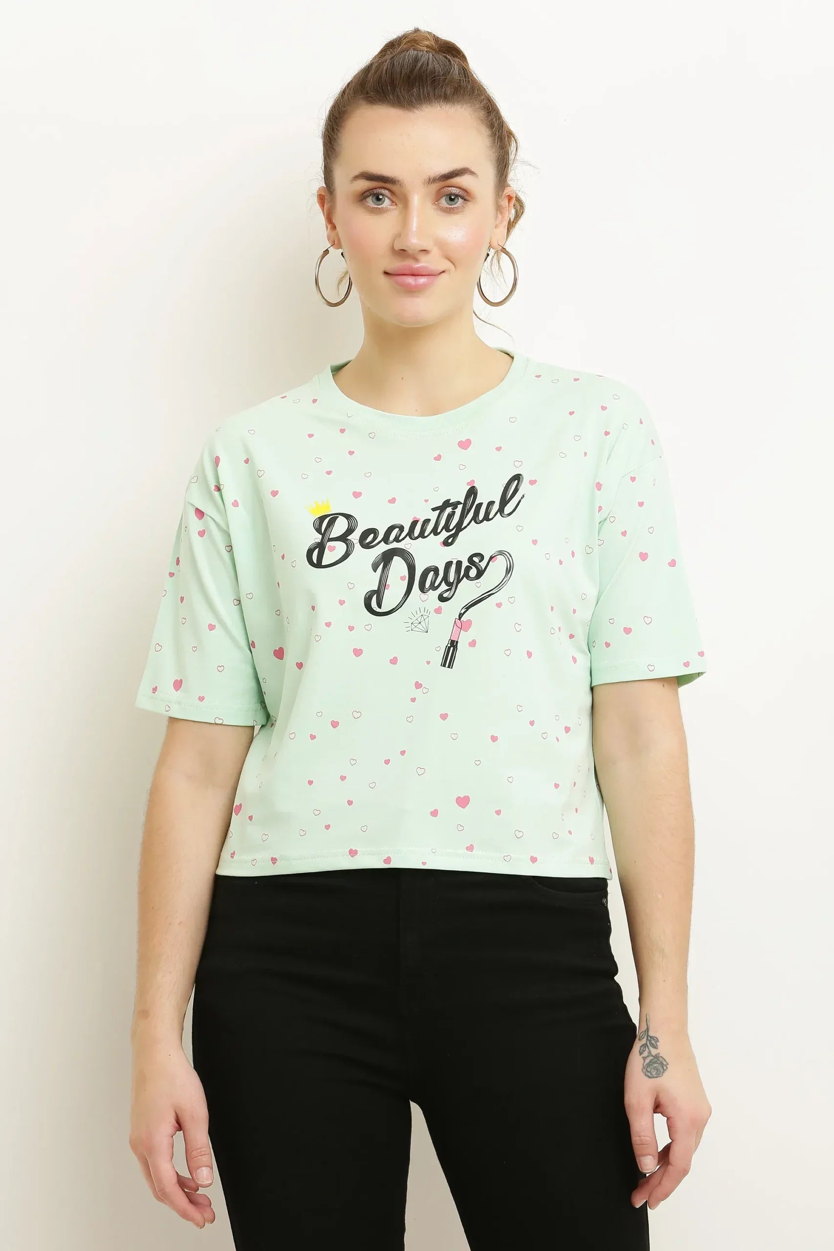 Beautiful Days (Tealish Green) Crop Tshirt - Embrace Everyday Beauty