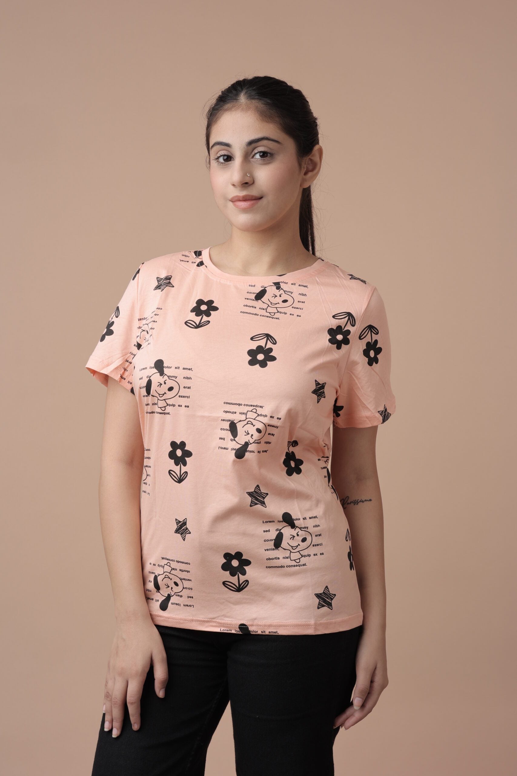 Graffiti Tshirt (Peachish Pink) Express Your Unique Style with a Splash of Playful Creativity!
