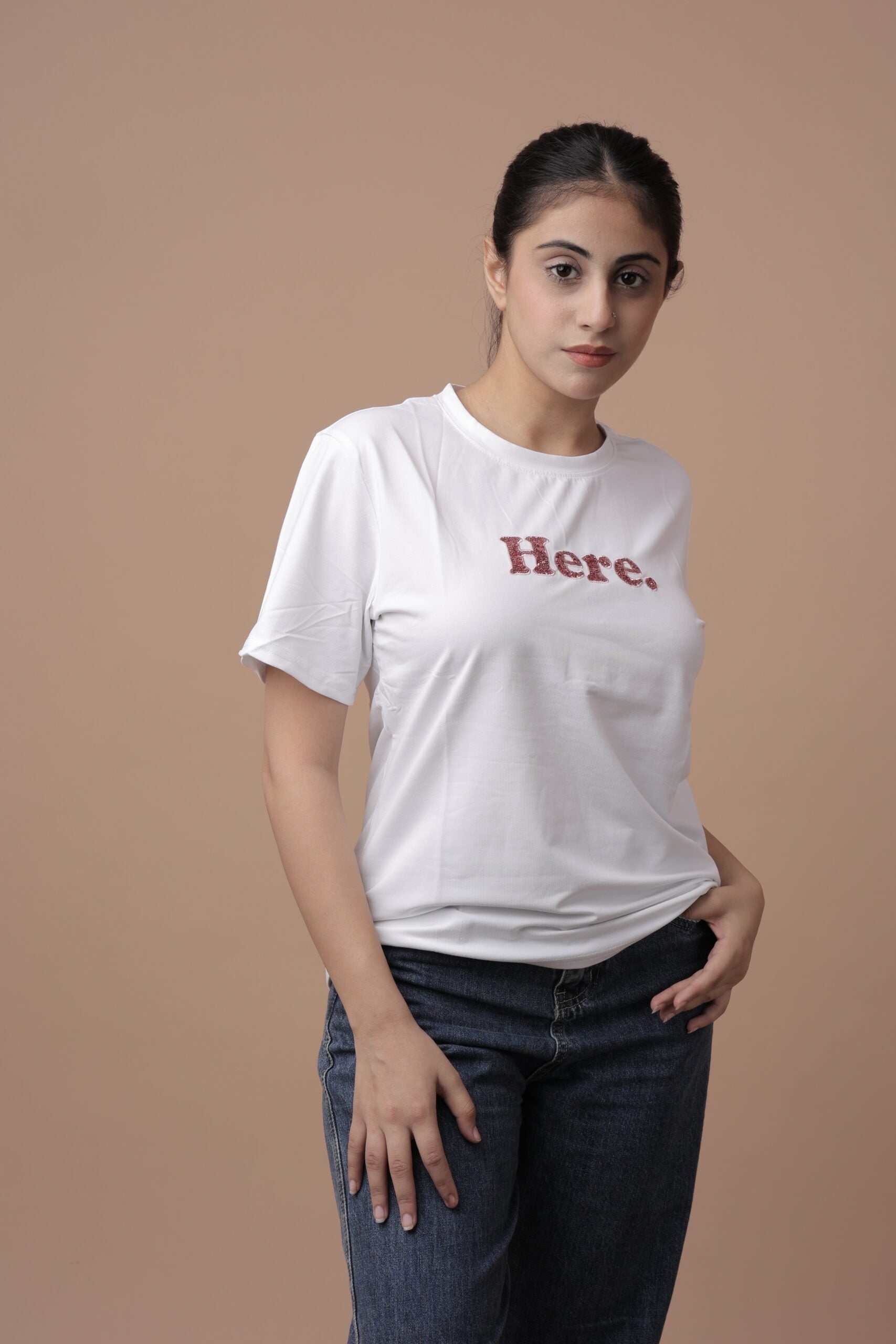 Here Tshirt (White) A Timeless Wardrobe Essential for Effortless Style!