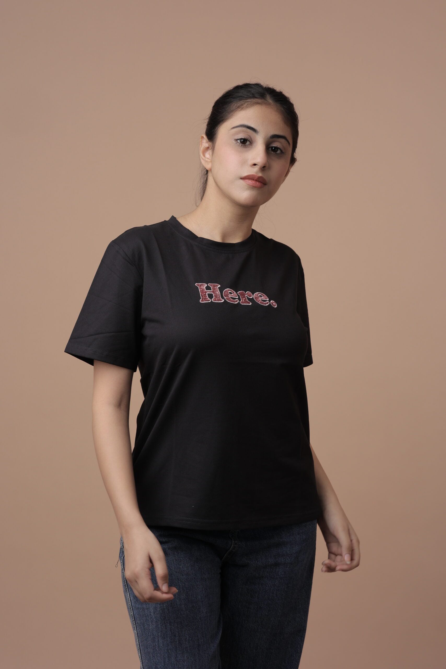 Here Tshirt (Black) A Versatile Wardrobe Essential for Effortless Style!