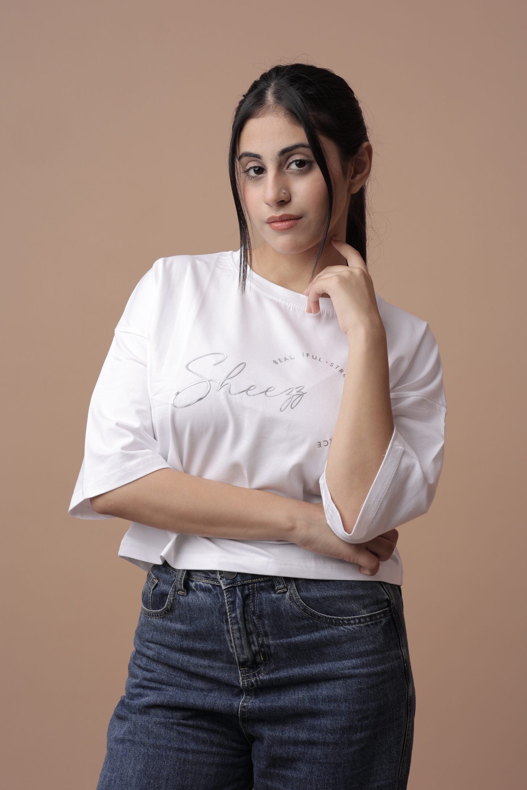 Sheezz Beautiful Crop-Drop-Shoulder Top (White) Elevate Your Style with Effortless Elegance!